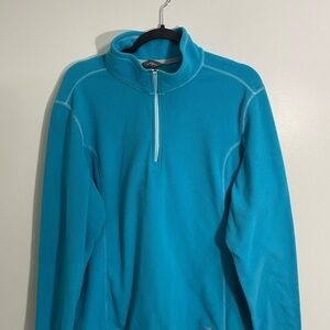 Eddie Bauer Womens Teal Zip-Up Fleece Sweater CB-AQ